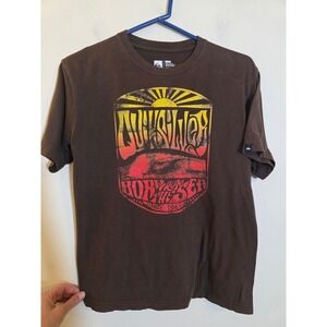 Quiksilver Mens Graphic T-Shirt Brown Born From The Sea Wave Sunset Large L